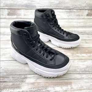 Adidas black leather high tops